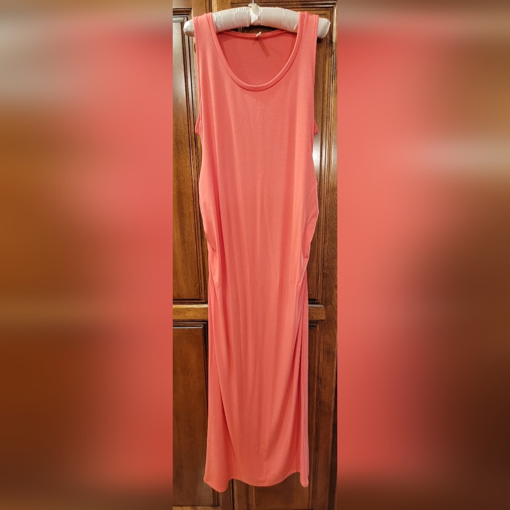 XL PinkBlush Long Pink Coral Maternity Dress